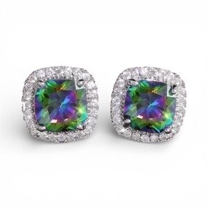 Macy’s Silver Iridescent Stud Earrings